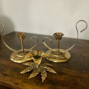 Brass candlestick holder (3)